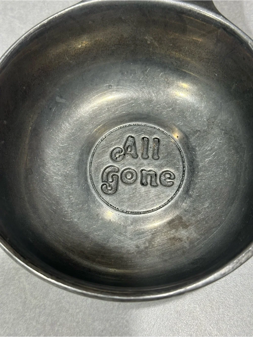 WILTON Columbia 8oz “All Gone” Pewter Porringer Bowl 4.5”